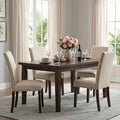 Furniliving Upholstered Dining Chairs Set of 4 - Line Fabric Modern Farmhouse Kitchen Chairs, High-Back Dining Room Chairs with Wooden Legs for Kitchen Dining Room Living Room.Beige
