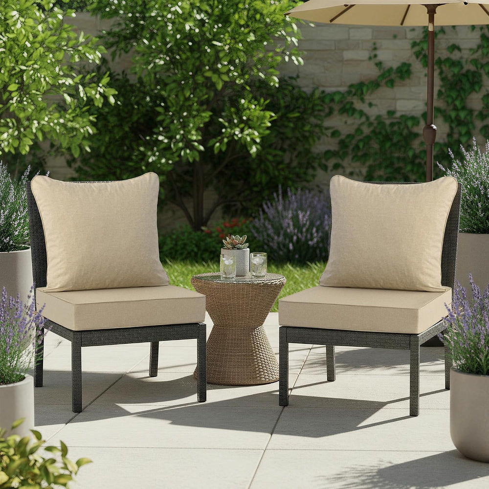 Summsun Outdoor Chair Cushions Set of 2, Faux Linen Patio Furniture Cushions,...