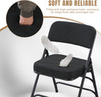 Folding Chair with Thick Cushioned Seat, Padded Metal Frame Foldable Chairs for Home Office Party Wedding Indoor Outdoor Use, Heavy Duty Comfortable Portable Dining Chairs, 1 Pack, Black