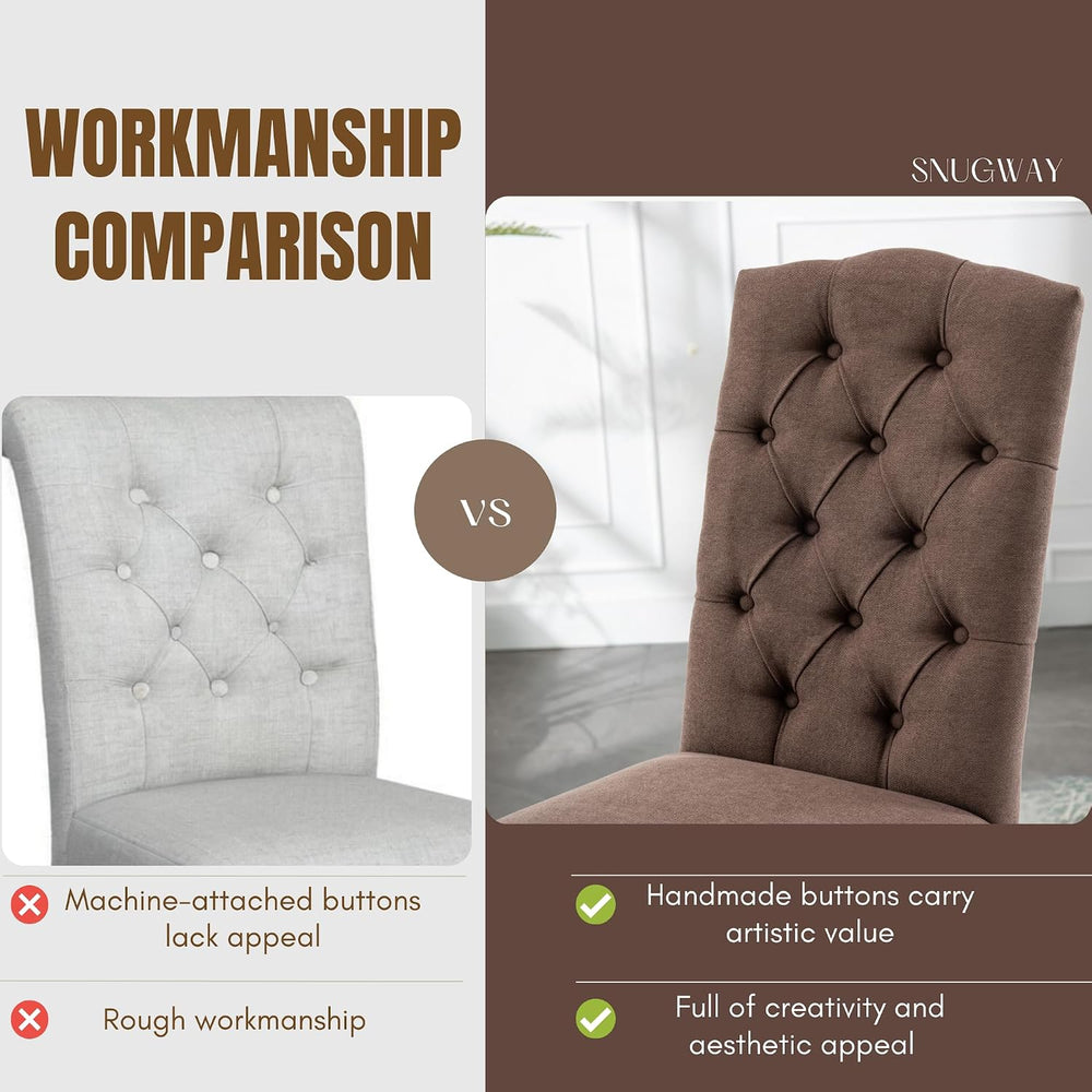 Tufted Upholstered Parsons Dining Chair Set Fabric Diner Accent Stylish Moder...
