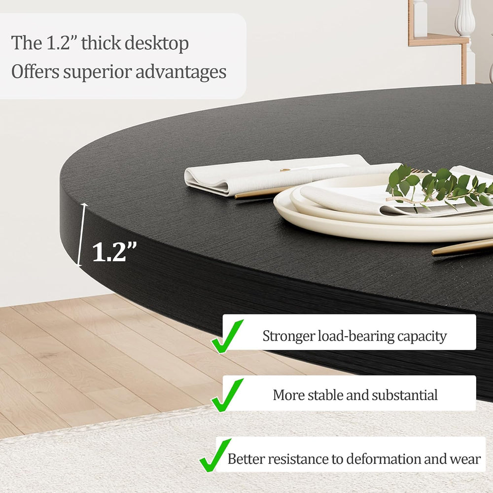 47" Round Dining Table for 4–6 People, Farmhouse Wooden Kitchen Table wi...