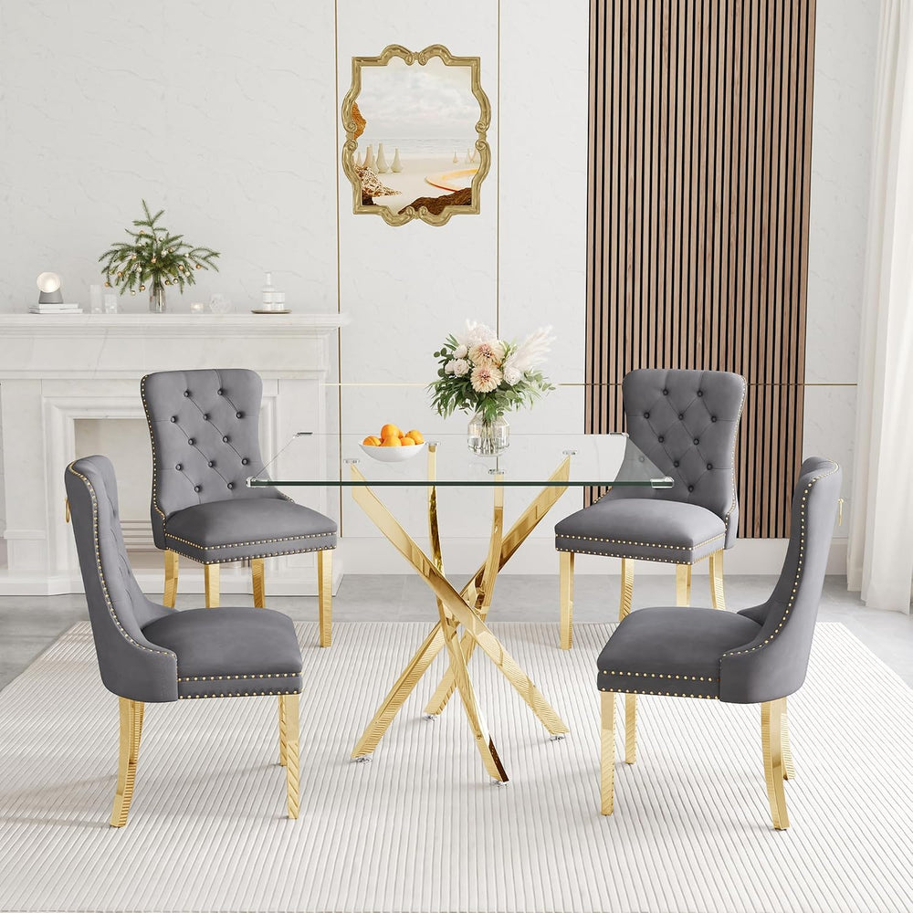 AF ARTISAN FURNITURE 36" Square Glass Dining Table Set for 2, 3-Piece Mo...