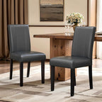 CHUN YI Dining Chairs Set of 2, Faux Leather Dining Room Chairs, High Back Upholstered Parsons Chairs for Dining Room Kitchen Side Chair with Sturdy Wood Legs, Grey
