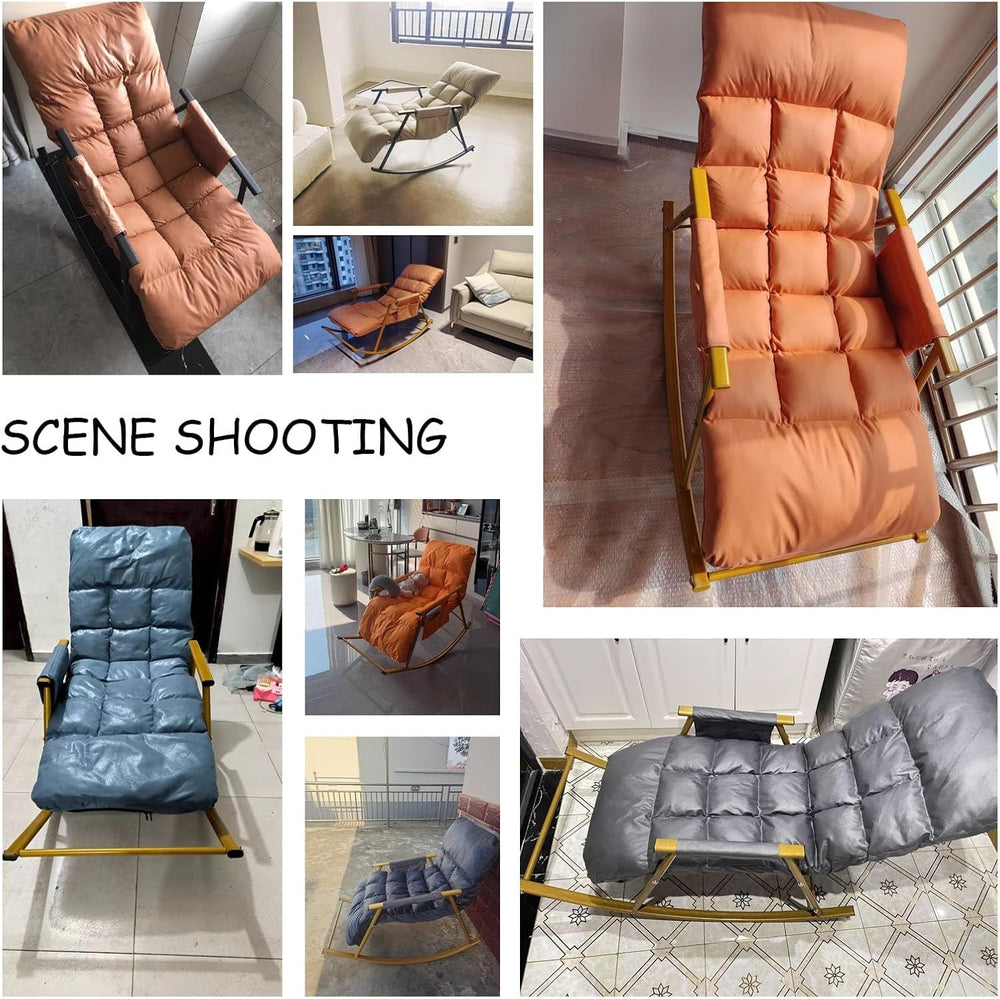 Rocking Chair, Adjustable Backrest Chair with Side Pockets, Side Armchairs fo...