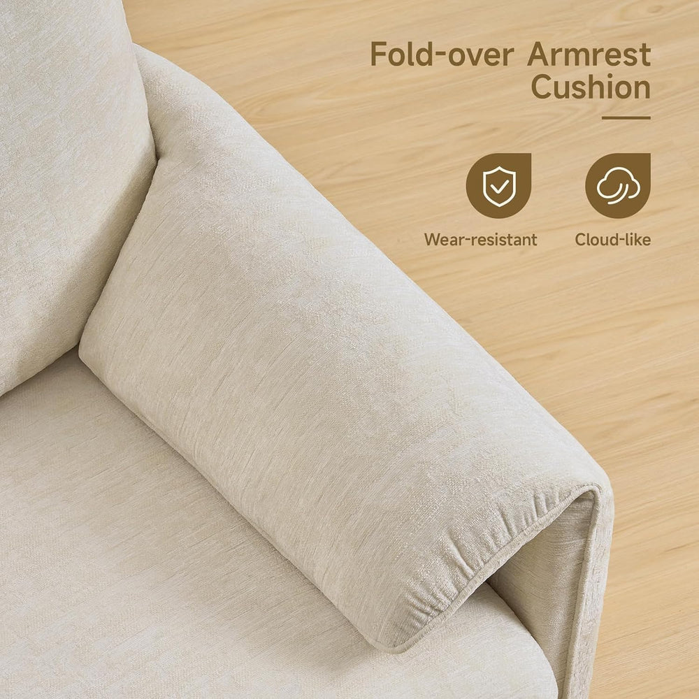 ONBRILL Oversized Accent Chair, 41 Inch Chenille Fabric Armchair, Beige | Com...