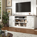 XVD 75" Farmhouse Coffee Bar with Charging Station, Sideboard Buffet with Large Storage, Wood Storage Cabinet with Adjustable Shelves for Kitchen, Living Room, Rustic White