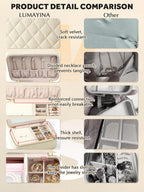 Velvet Travel Jewelry Box with Large Mirror, Double-Layer Jewelry Organizer Case for Women and Girls, Portable Storage Case with 6 Anti-Tarnish Bags Gift Ready for Her (Beige)