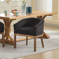 SoarFlash Mid Century Modern Upholstered Barrel Dining Chairs with Arms, Farmhouse Linen Kitchen and Dining Room Chairs, with Natural Hardwood Frame (Black)