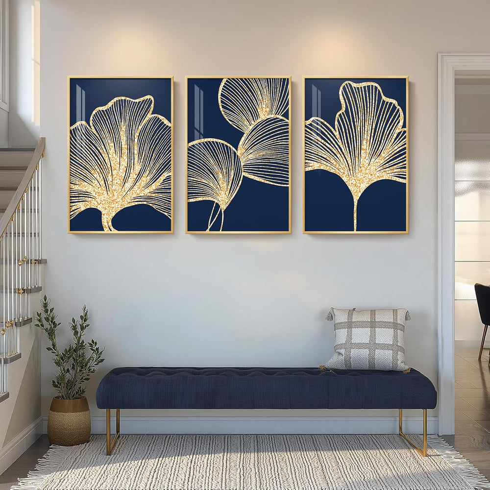 Large Framed Modern Luxury Wall Art for Living Room, 3 Piece 24x36 In