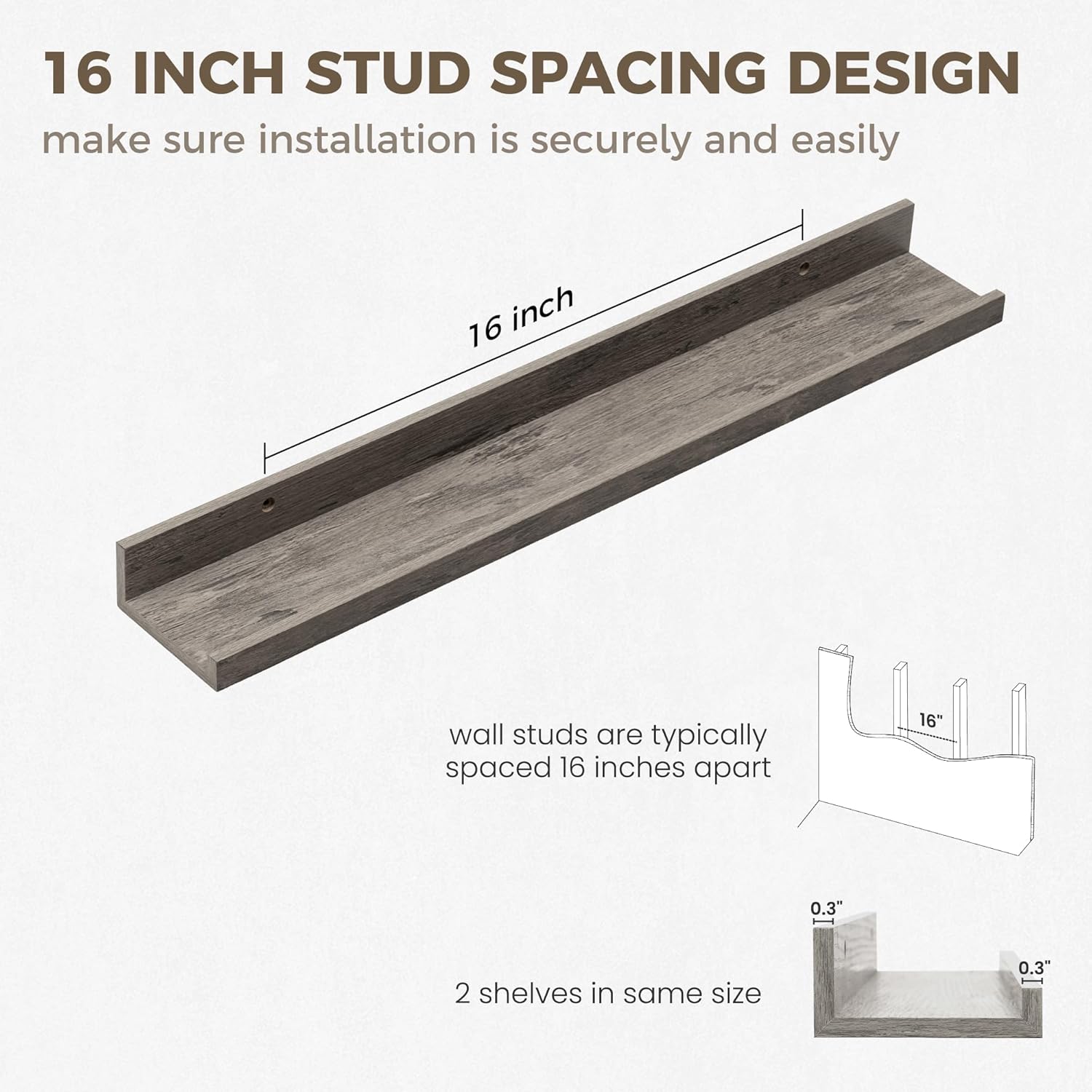 Axeman Floating Shelves for Wall - 24 Inch Picture Ledge Shelf Set of 2 - Rustic Picture Shelf for Wall with Ledge - Grey Floating Shelves with Lip - Photo Ledge Shelves for Pictures Nursery Books