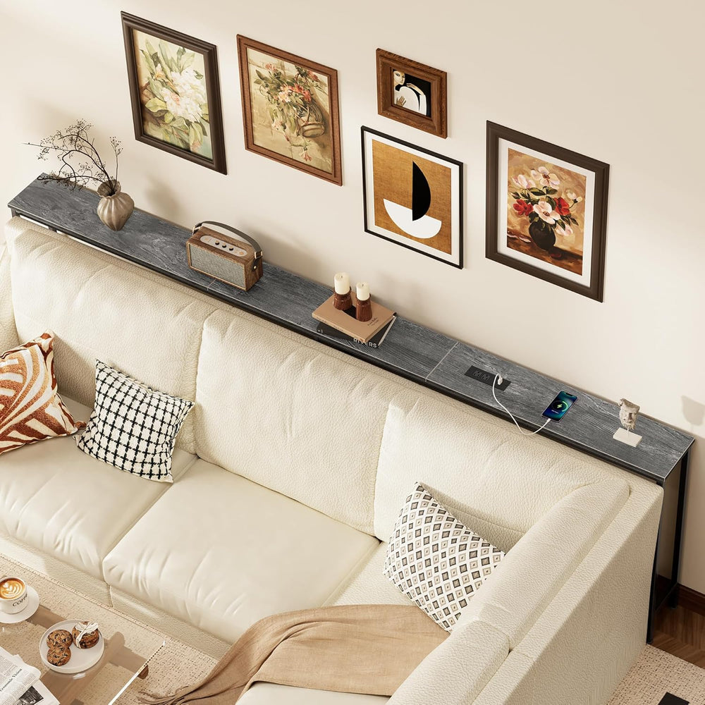 SUPERJARE 102.4 Inch Sofa Table with Power Outlets and USB-C Port, 5.9 Inch N...