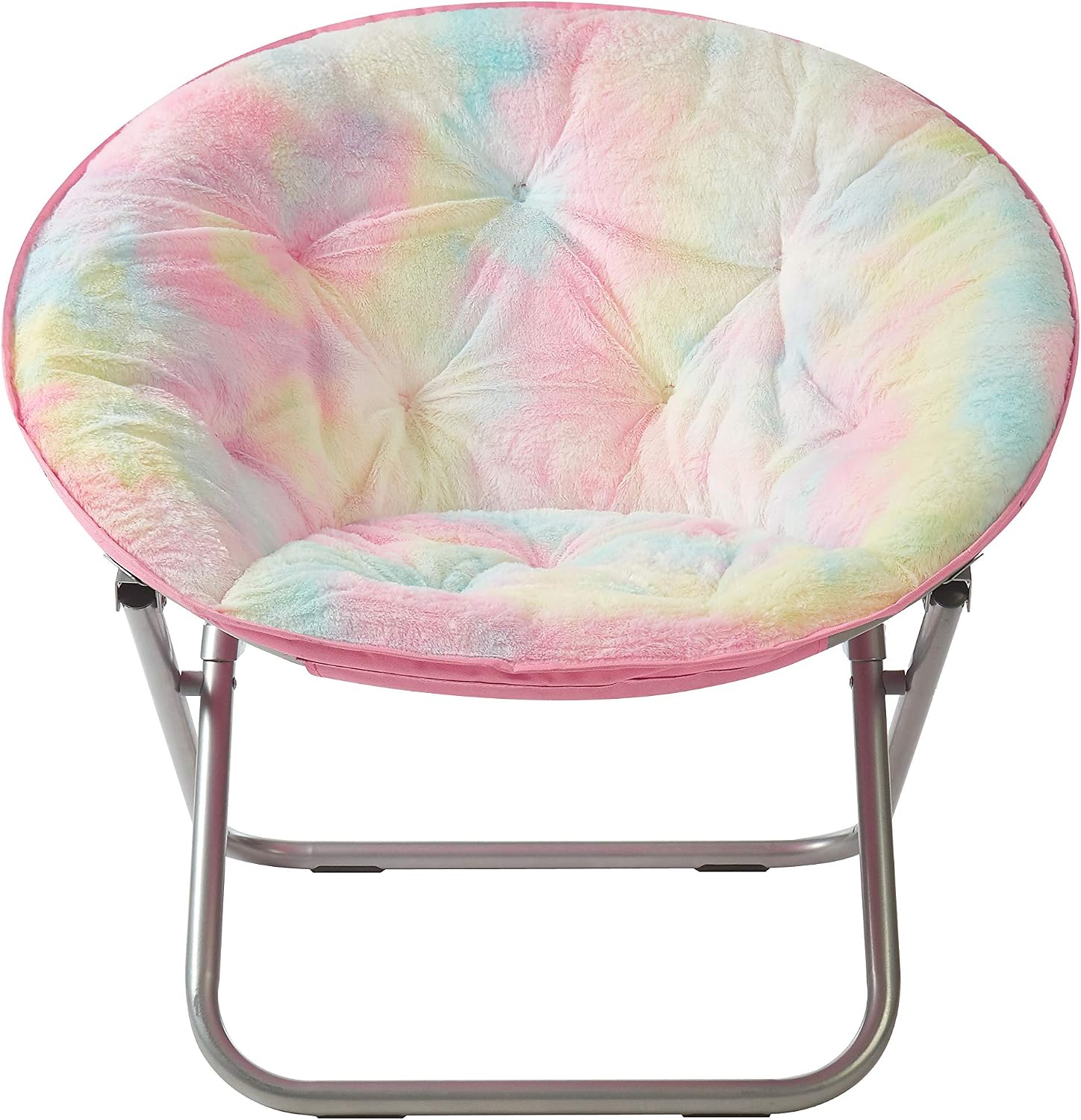 Heritage Kids Sorbet Dreams Rainbow Fur Teen Saucer Chair, Foldable, Multi