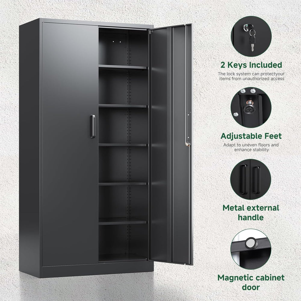 Letaya Metal Garage Storage Cabinets with Lock-72 Tall Tool Organizer Steel L...