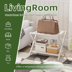 Luggage Rack, Set of 2, Folding Suitcase Stand with Storage Shelf, Premium Bamboo Luggage Holder for Guest Room, Bedroom, Hotel, Closet, Holds up to 135 lb (White)