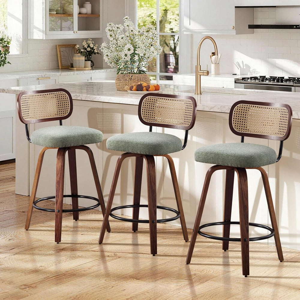 SoarFlash Modern Swivel Bar Stools Set of 3, 26" Counter Height Bar Stoo...