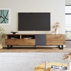Ball & Cast 70" Modern TV Stand for TVs up to 80", Media Console with Drop-Down Door, 2 Drawers & Adjustable Shelf, Entertainment Center w/Ample Storage for Living Room, Home Theatre,Wood