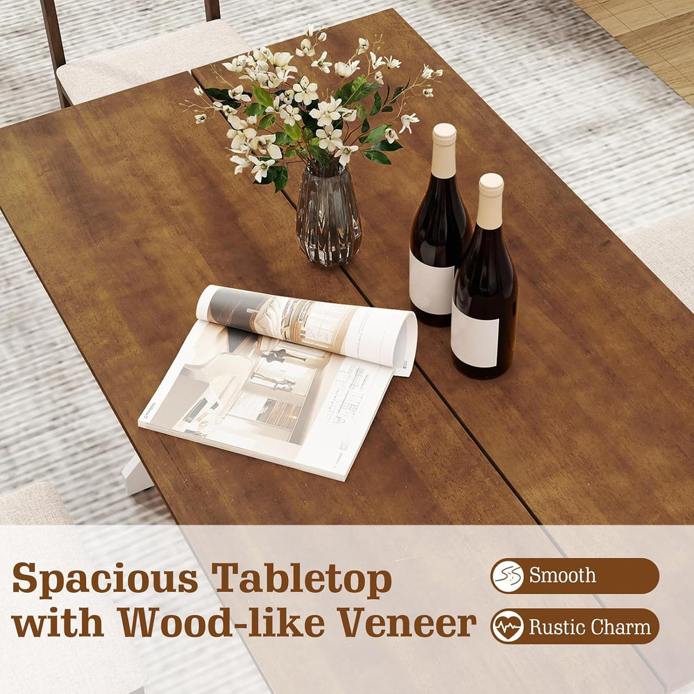 Tangkula 55 Inch Dining Table for 4-6 People, Rectangular Kitchen Table with ...