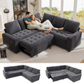 Vipbear 5 Seat L Shaped Modular Sectional Sleeper Sofa Bed with Pull Out Bed/Reclining Backrest/USB Ports/Storage Seat, Sectional Sleeper Couch, Tool-Free Assembly, Chenille Dark Grey