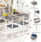 Recaceik Dining Table Set for 4, Wood Kitchen Table with Metal Frame & MDF Board, 5-Piece Kitchen Table Set for Small Space, Dinette and Apartment, Rustic Grey