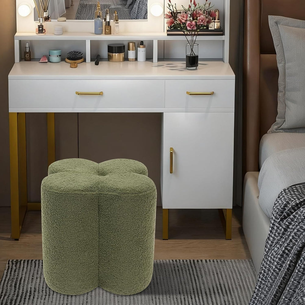 Pouf Ottoman, Flower Footrest Vanity Stool, 14.96"x15.74" Footstool...
