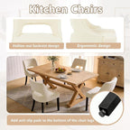 ClinQ Wooden Dining Chairs Set of 2, Modern Fabric Upholstered Kitchen Chairs Dining Chair, Mid Century Modern Chair for Dining Room, Farmhouse Kitchen Chairs for Kitchen Dining Room, Beige-Black Legs