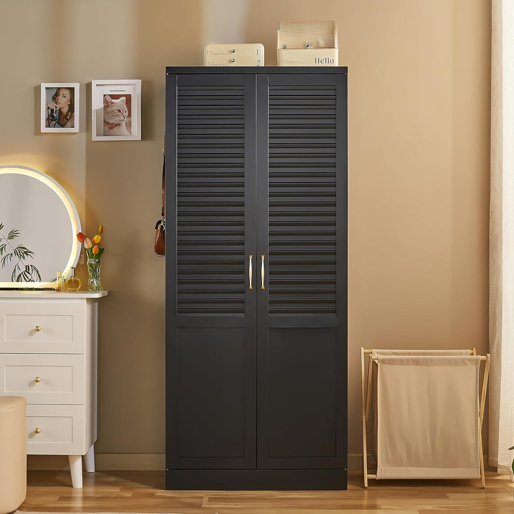 71" Tall Metal Wardrobe Closet with Hanging Rod, Adjustable Shelves | Ex...