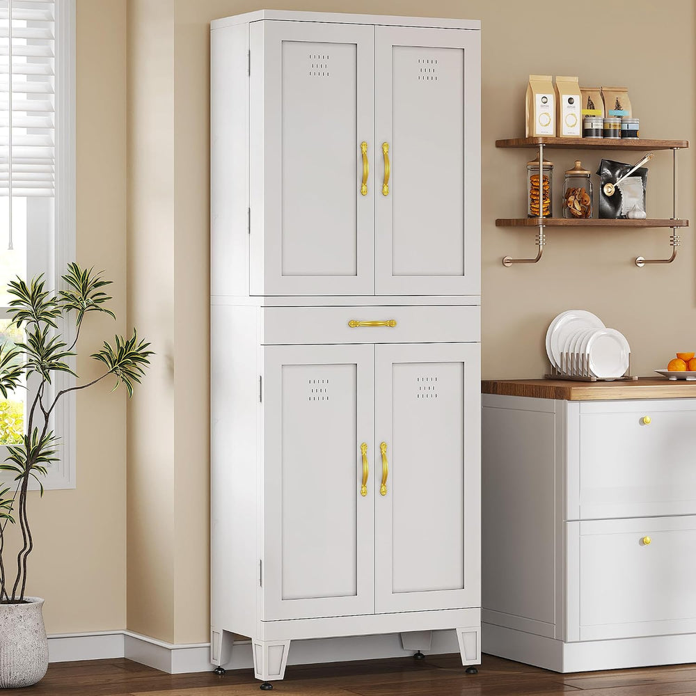 YITAHOME 71" Metal Kitchen Pantry Cabinet with 4 Door & 4 Adjustable...