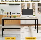 Rovibek 43" Dining Table Benches Set for 4, Modern Space Saving Kitchen Table Chairs & Adjustable Feet Breakfast Table 2 Benches, Wooden Industrial Style Farmhouse, Light Grey