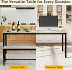 Rovibek Dining Room Table Chairs Set for 4, Modern Space Saving Kitchen Table with 2 Benches & Adjustable Feet Breakfast Table, Farmhouse Wooden Industrial Style, 43", Grey