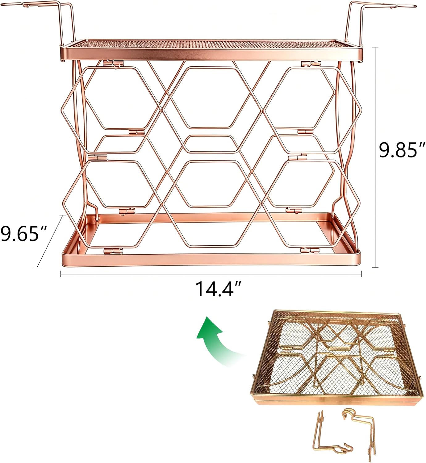 Countertop Wine Rack Organizer - Holds 6 Oversized Bottles & 4 Glasses | Freestanding Small Metal Bottle Holder, Perfect for Home Décor, Kitchen Storage and Cabinet | No Assembly