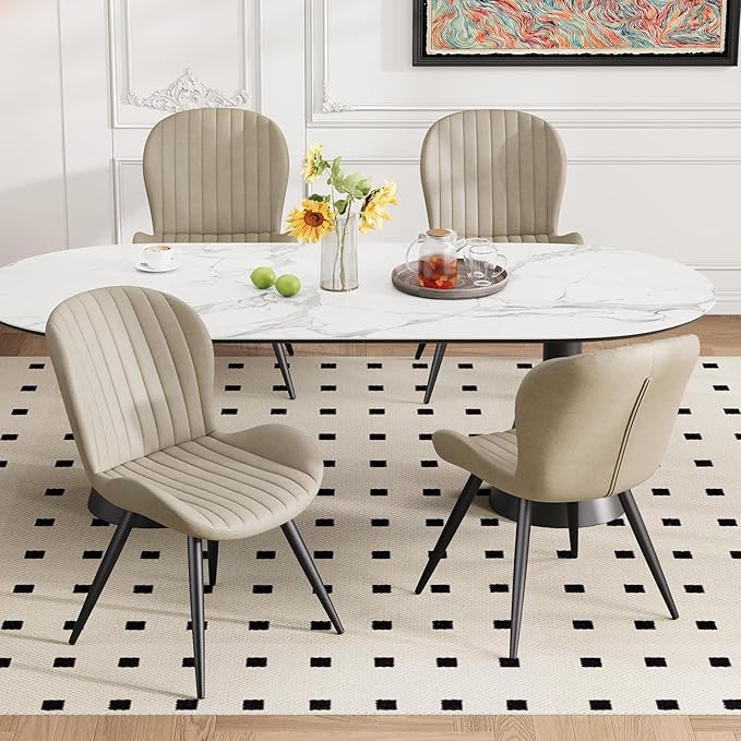 Dining Chairs Set of 4 Modern Fabric Dining Room Chairs Upholstered Dining Ch...