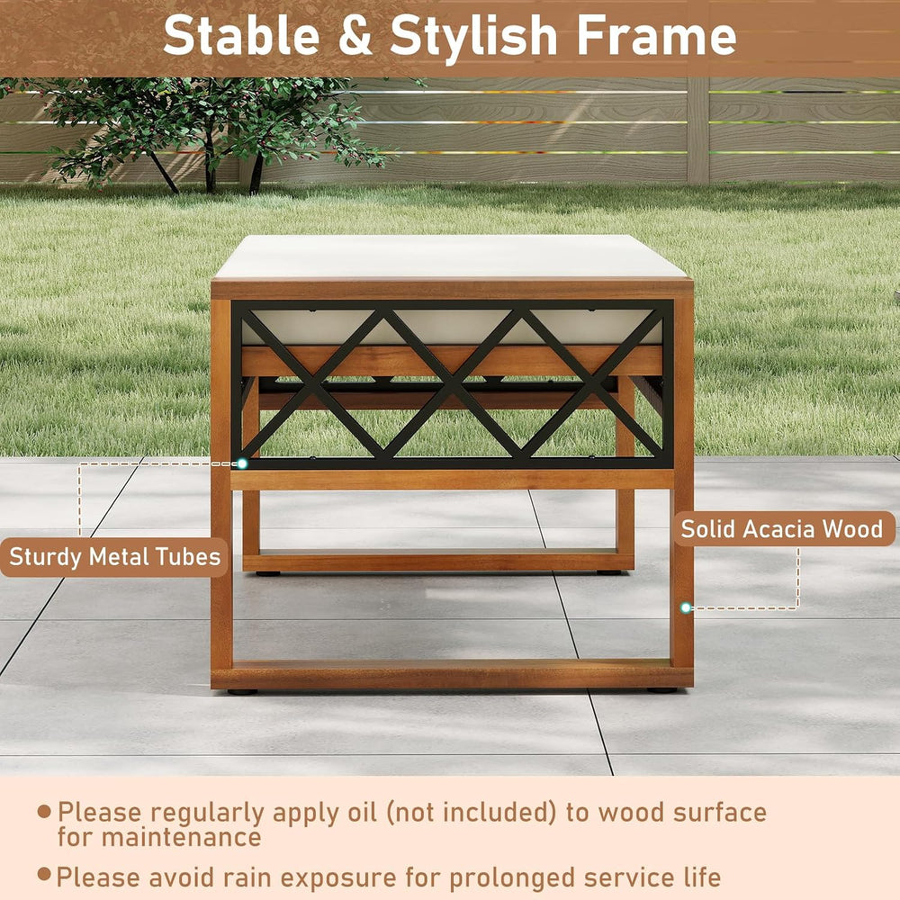 RELAX4LIFE Wicker Outdoor Ottomans for Patio - Set of 2 Rattan Outside Footst...