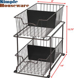 SimpleHouseware 2 Tier Cabinet Wire Basket Drawer Organizer, Brown