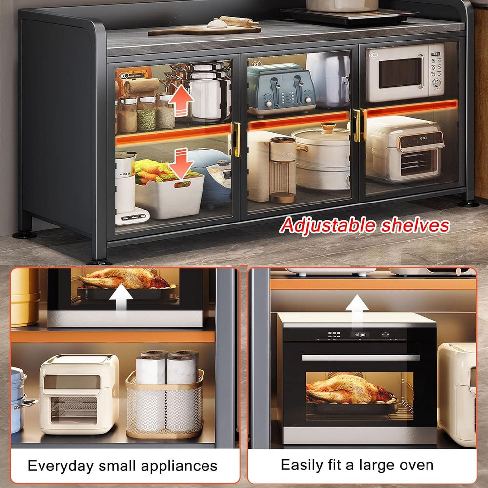 JKGHK Kitchen Storage Cabinet, Food Prep Baker's Rack Table with Flip Doo...