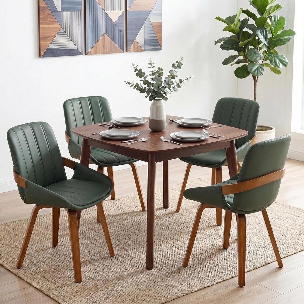 Mid Century Modern Faux Leather Upholstered Dining Chairs,Armless Accent Chai...