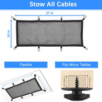 ZZM Privacy Mesh Cable Manager, Under Desk Wire Net, 26 x 10 Inches, Black