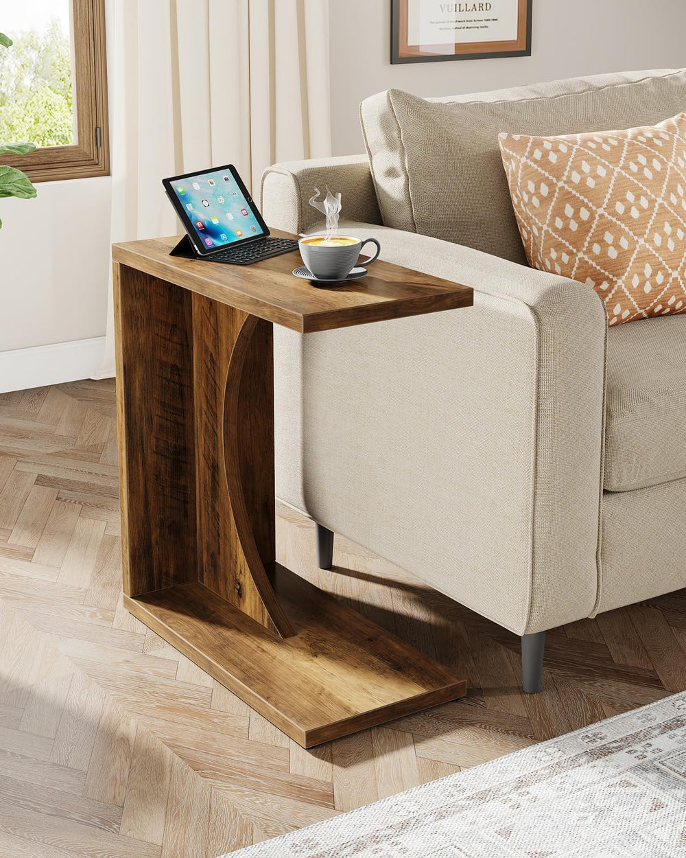 Tribesigns C-Shaped End Table for Couch, Sofa Side Table, C Table for Small S...