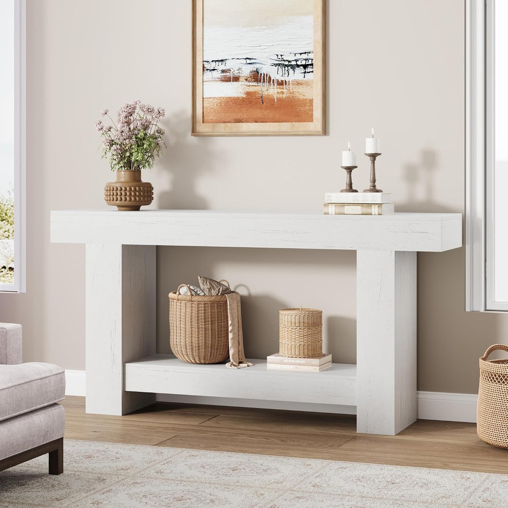 GAOMON 63" Farmhouse Console Table for Entryway - 2-Tier Storage Shelf, ...