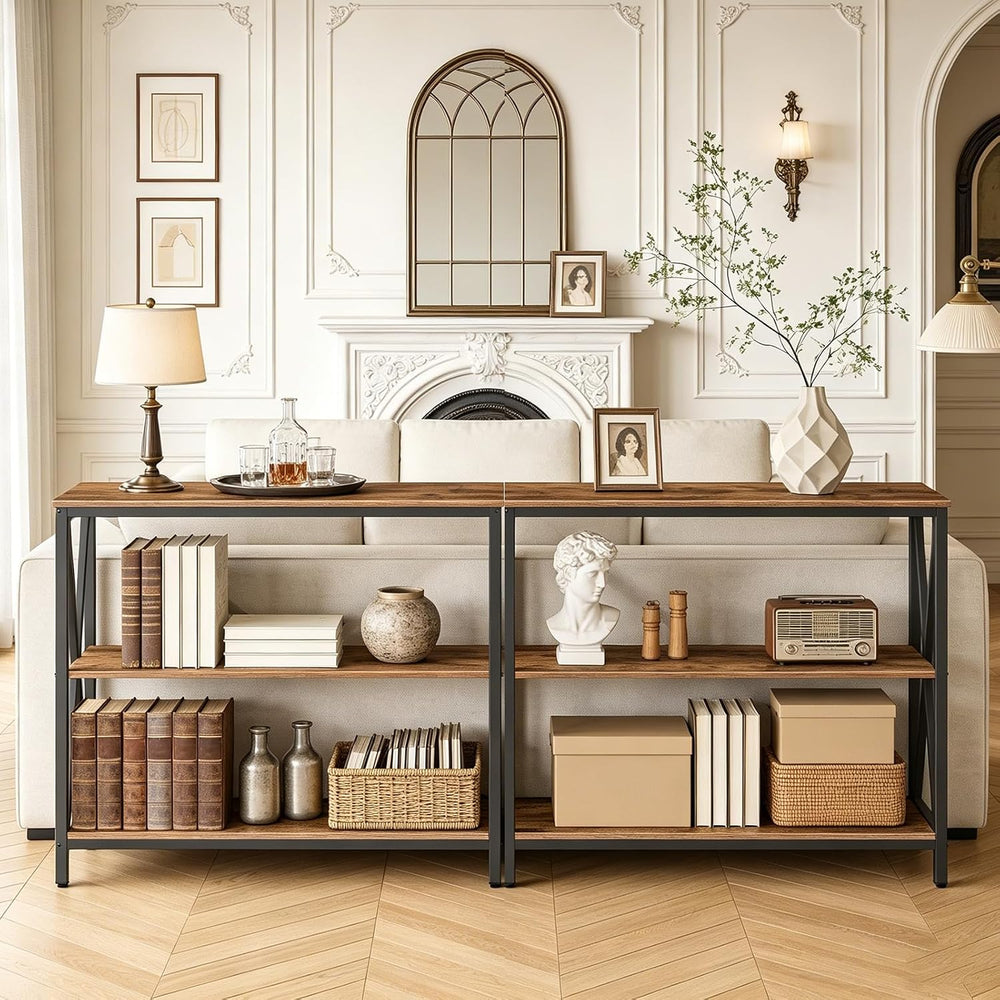 MAHANCRIS 31.5" Sofa Table, Industrial Console Table, 3-Tier Entryway Ta...