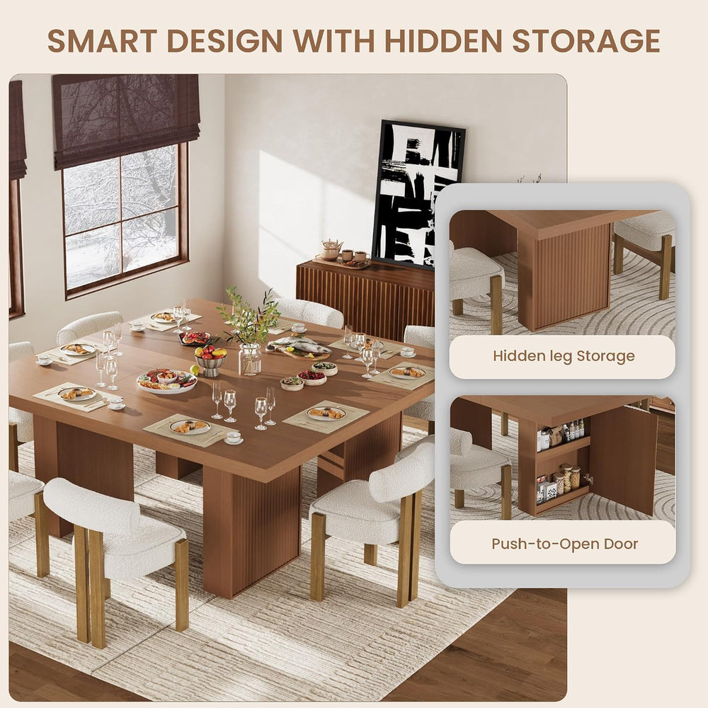 Garvee 70.8" Dining Table for 6 8 10, Modern Dining Room Table with Stor...