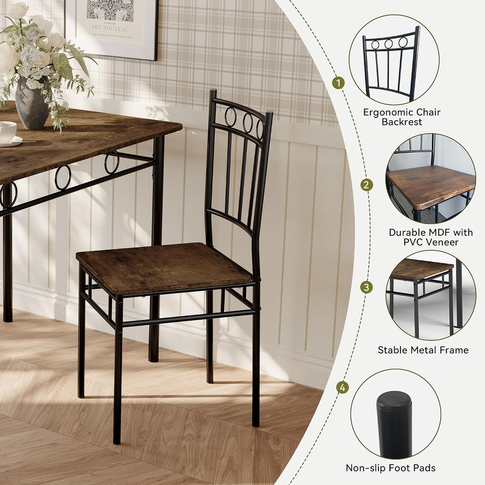 5 Piece Dining Table Set, Wood Kitchen Table and Chairs for Small Space,Break...