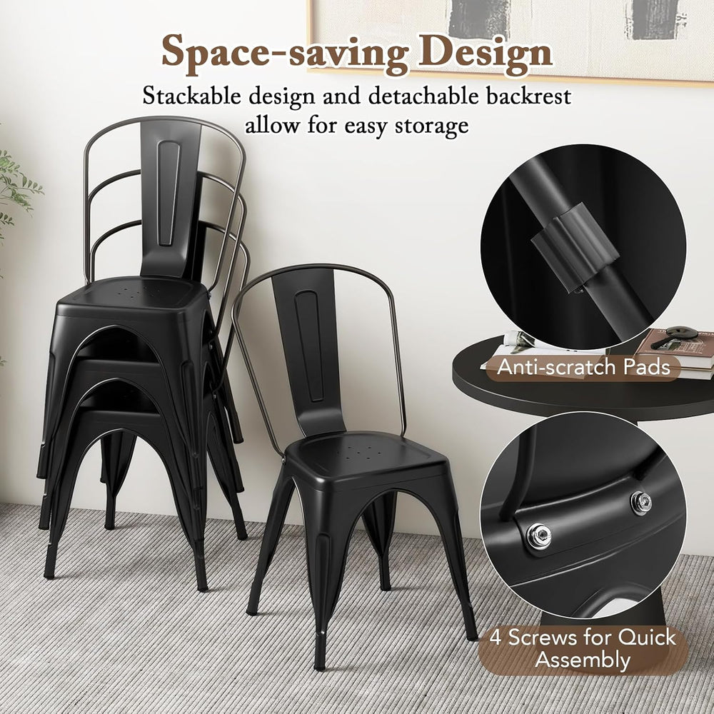 Giantex Metal Dining Chairs Set of 4, Farmhouse Kitchen Chairs with Removable...