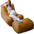 Big Joe Modora Bean Bag Lounger, Living Room and Gaming Seat, Copper Harbor Vegan Leather, Chair & Ottoman Set