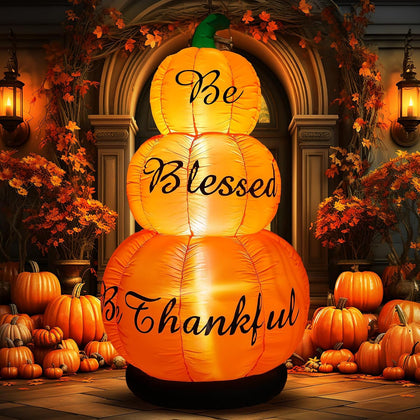 WinnerWhy 6ft Fall Stacked Pumpkin Inflatable Outdoor Decoration with LED