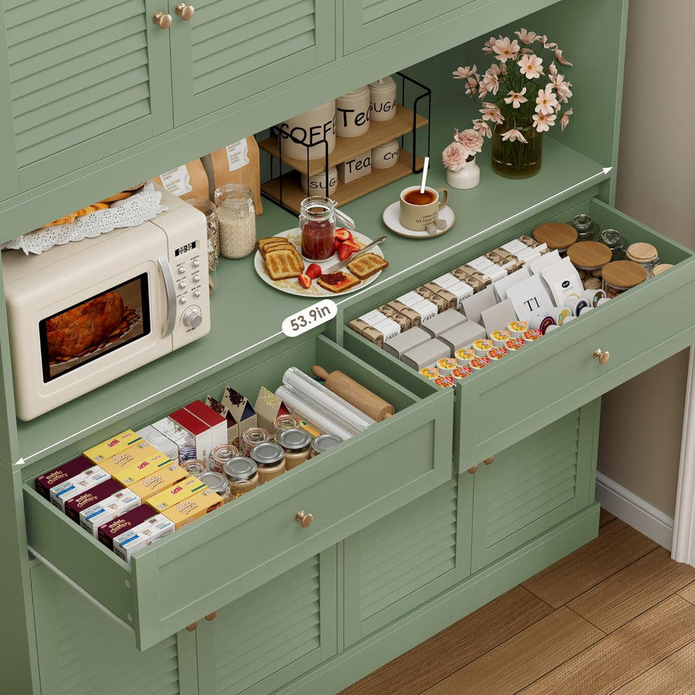 HIFIT 71“HX55“W Large Pantry Cabinet for Food Storage, Farmhouse Kitchen Hutc...