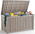 200 Gallon Resin Deck Box, Lockable Patio Outdoor Storage Box for Furniture, Garden Tools and Tools Storage, Waterproof Outside Storage Boxes - Grey