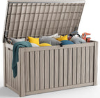 200 Gallon Resin Deck Box, Lockable Patio Outdoor Storage Box for Furniture, Garden Tools and Tools Storage, Waterproof Outside Storage Boxes - Grey