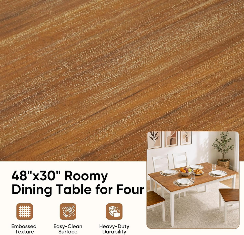 5-Piece Dining Table Set, Kitchen Table Chairs Set of 4, Space-Saving | Farmh...