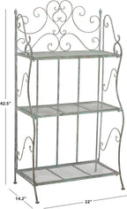 SAFAVIEH Outdoor Collection Torus Victorian Antique Dark Green Wrought Iron 3-Tier Shelf