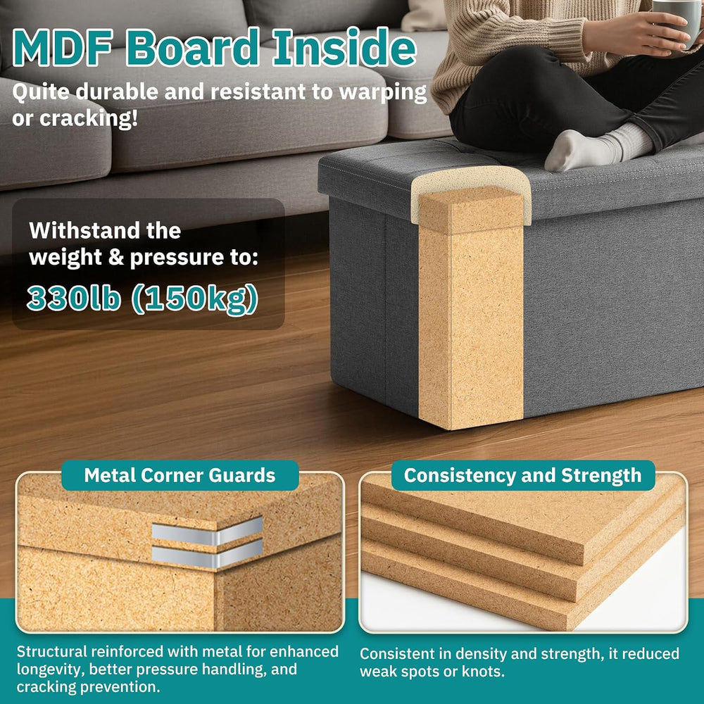 30-INCH Ottoman with Storage, Footrest Storage Bench, End of Bed Bench Coffee...